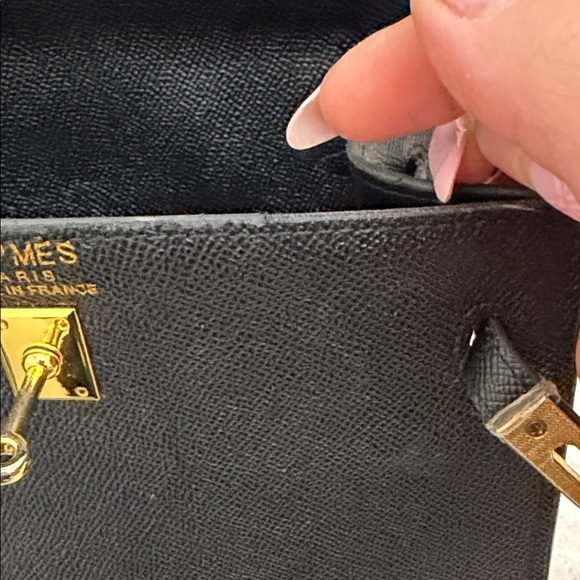 Elegant Black Handbag, genuine leather” Hermes “style - Picture 5 of 8